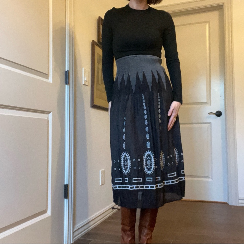 Boho Black Patterned Skirt